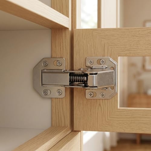 4 Stück Softclose Scharniere für Schranktüren, 90°Edelstahl Aufschraubscharniere mit Dämpfung, Möbelscharnier mit Schrauben, für Schrank, Möbel, Holztür