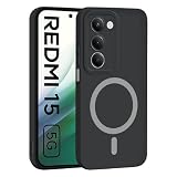 YUECXIN Custodia Magnetica Silicone per Xiaomi Redmi 15 5G/4G, [Protezione Completa Della Fotocamera] [Ricarica Wireless] Sottile Antiurto di Grado Militare Cover, Nero