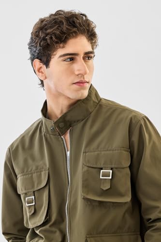 Image of SNITCH Men Casual Jacket | Regular Fit Textured Pattern With Lapel Collar & Full Sleeve | Polyester Blend Zip Closure For Everyday Street Style & Layering