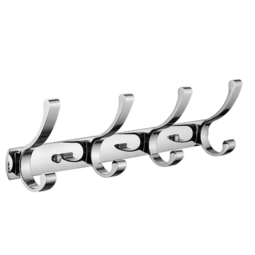 ZHOUXIAO Brass Coat Rack Wall Mounted with Hooks, Modern Heavy Duty Coat Hook Rail, Robe and Towel Hooks Rack for Bathroom, Entryway, Mudroom, Hats 4hook