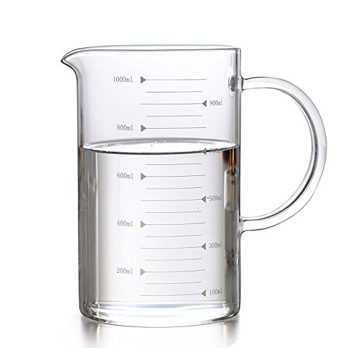 Lautechco 1000ml Practical Lead-free Healthy Glass Measuring Cup Milk Juice Cup Mug Drink Dispenser