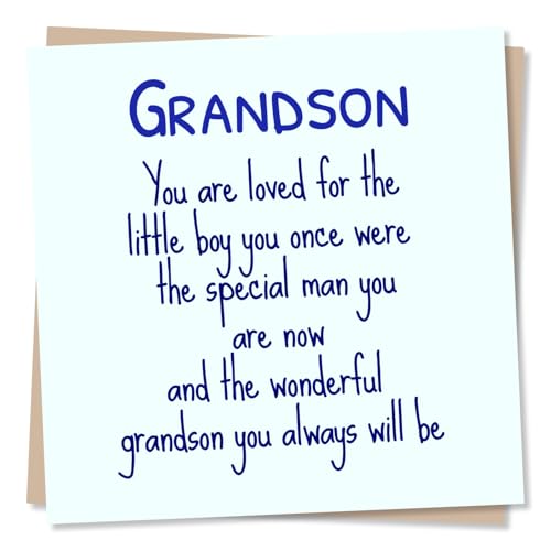 Birthday Card for Grandson Adult Him Male - Heartfelt Message from Grandma Grandpa Grandparents - Made in UK