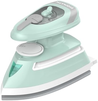 PIOMATIC Mini Travel Steam Iron for Clothes with Dual Voltage, Temperature Control, Non-Stick Soleplate and Cord Storage, Ideal for Sewing, Quilting and Handcraft