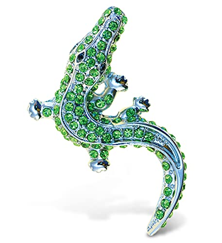 Imán decorativo aligátor verde y plata 5 cm