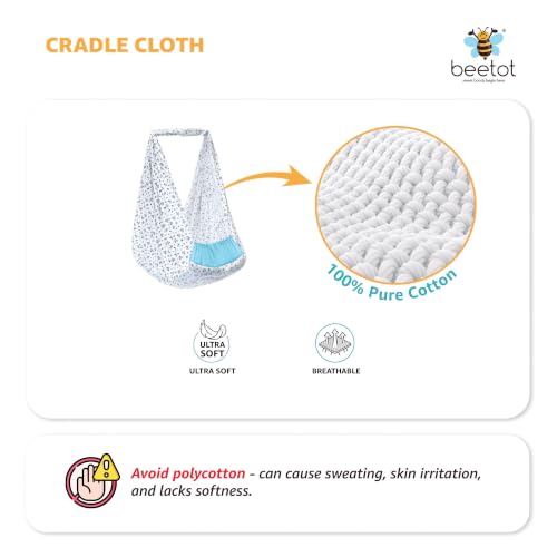 Image of Premium Swing Cradle Set | Hanging Swing Cradle, Removable 5-Layer Padded Bed & Mosquito Net | Up to 15 kg | Floral Blue