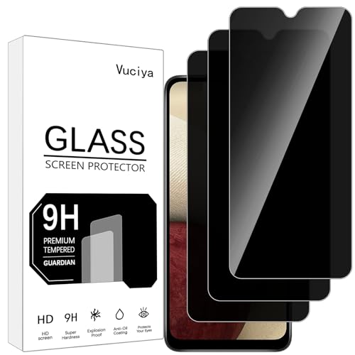 Vuciya 3 Pack Antiespia Protector para Samsung Galaxy A12/A13/A03/A03S/A04/A32 5G Privacidad Cristal Templadode Pantalla,Sin Burbujas,Dureza 9H,Antiarañazos, Antihuellas