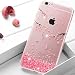 Produktbild Homikon Silikon Hülle Rosa Blume Glänzend Glitzer Diamant TPU Tasche Cherry Blossom Handyhülle Transparente Durchsichtig Weiche Schutzhülle Stoßdämpfend Case Cover Etui Kompatibel mit iPhone SE/5S/5