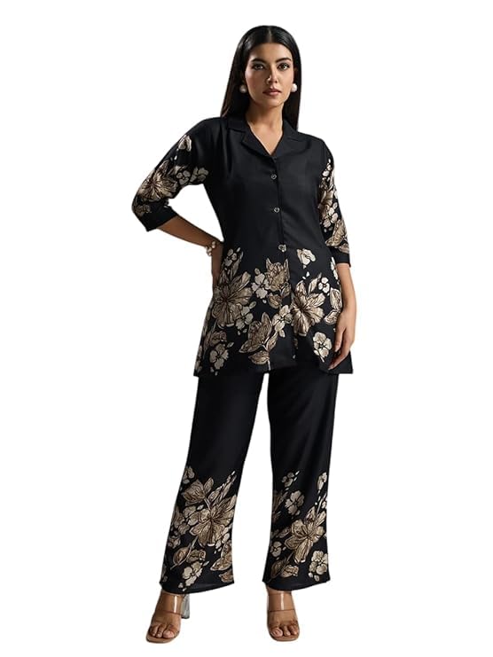 Women Co-Ord Set Women 2 Pic Stylish Women's Button Down Cotton Blend Printed Kurta Set, Kurta-Set for Woman – Viscose Rayon Kurta & Plazoo Pant-image-17