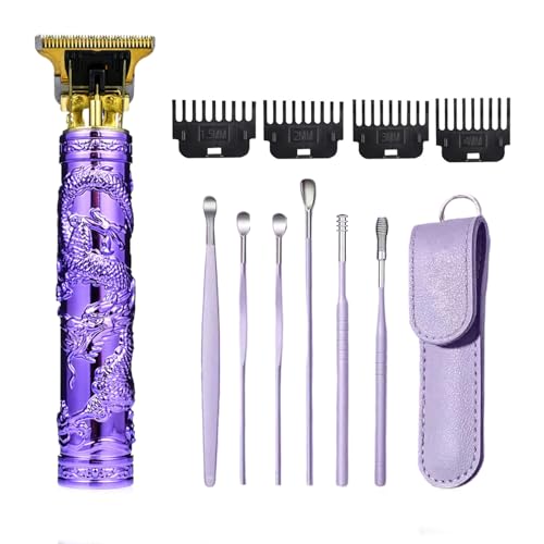 YIPINER Hair Clippers for Men, Cordless Hair Clippers, Travel Small Hair Clipper 5.7" Hair Clipper Classical Sculpting Styling Rechargeable Hair Remover with 6 Pieces Earpick (Purple)