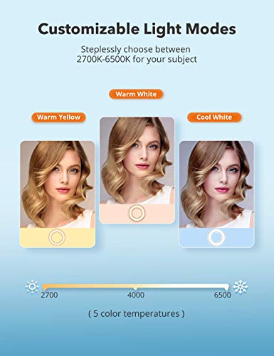 image for TaoTronics 14'' Selfie Ring Light with Tripod Stand 78'', 2 Phone Hold