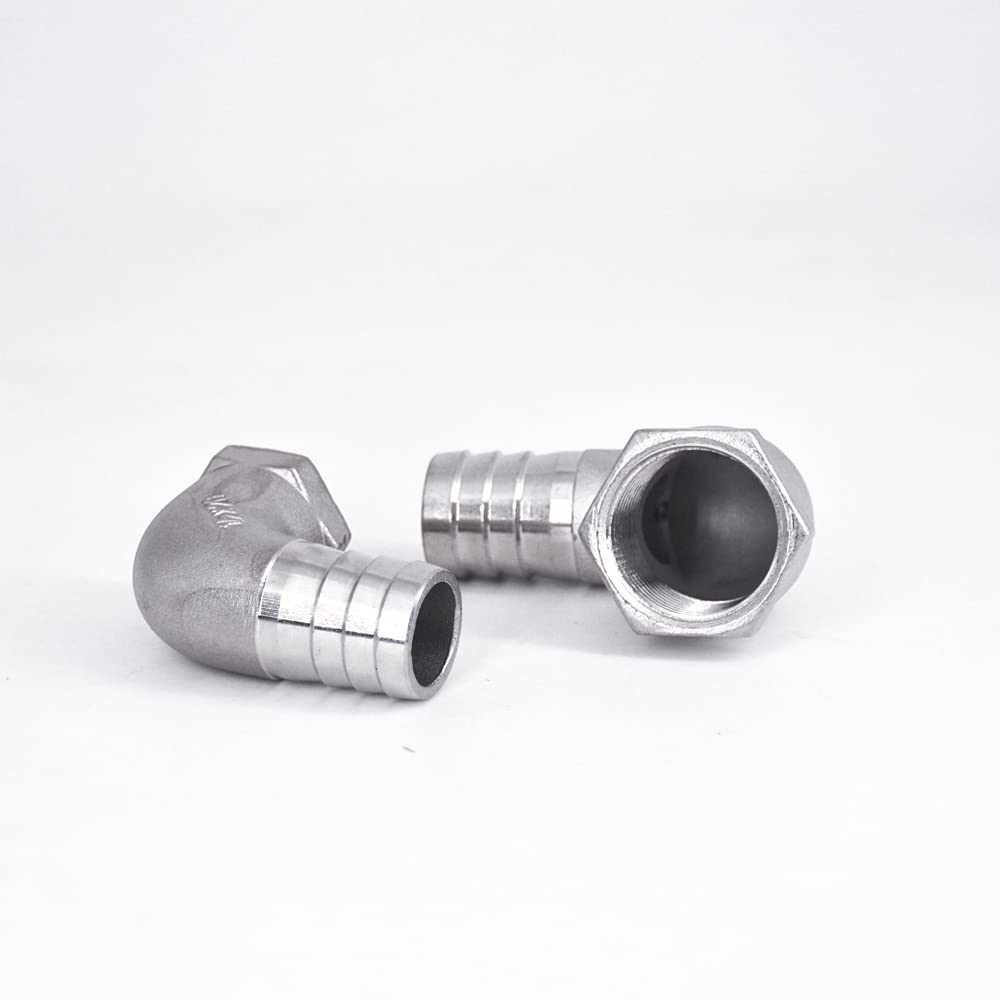 Raccord pour tuyau d'arrosage， Connecteur de raccord de tuyau en acier inoxydable 1/4, 3/8 "1/2" 3/4 "1" -2 "BSP femelle 8 10 12 13 15 20 25-50mm, coude à 90 degrés 304(3L8 BSP 12MM-ELBOW)