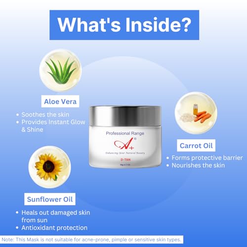 Image of A+ Detan Pack, Tan Removal Cream for Women & Men, Effective Tanning Removal Cream, Professional & Home Use Detan Face Pack for Radiant Skin - 50gm