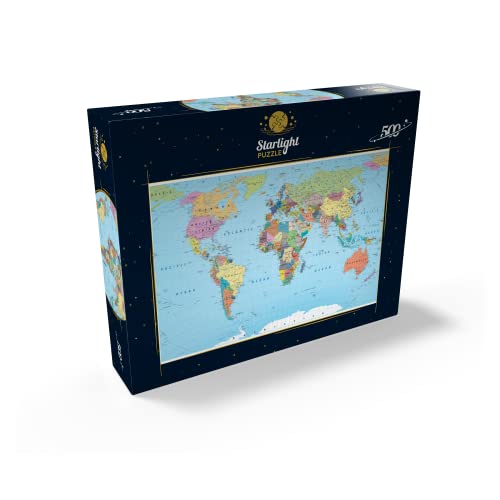 Color World Map - Borders, Countries, Roads And Cities - Premium 500 Piece Jigsaw Puzzle For Adults #TOP1