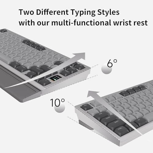 Image of OOCTPK Mechanical Keyboard, Chilkey ND75 LP Wireless Gaming Keyboard with LCD Screen, Bluetooth 5.3 /2.4G /USB-C, Hot Swappable Per-Key RGB Custom, Thin Front, Wrist Rest, Full-Aluminum, PC /Mac Support