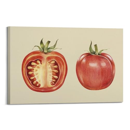 Poster de groupe de tomates au crayon de couleur JIDUHON style cadre 20x30 cm