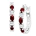 Platinum-Plated Brass 1 1/2 ct Natural Garnet Hoop Earrings with Diamonds, .875