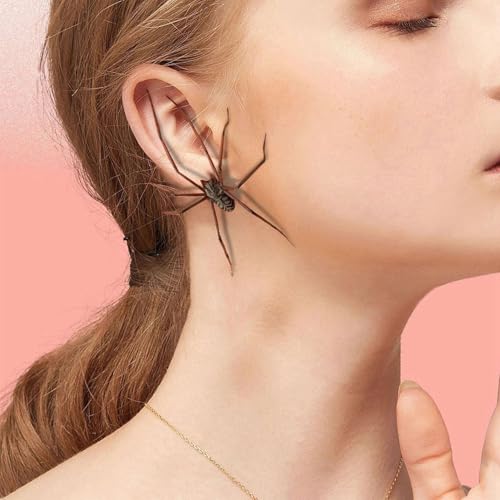 Giant Spider Earring, Halloween Realistic Spider Earrings Scary Spiders Earrings for Women, Gothic Spider Earring for Halloween Decorations Cosplay Party Supplies Hip Hop Jewelry Accessories4