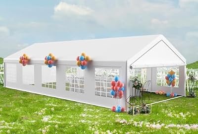 20 X 40FT Party Tent Heavy Duty, Outdoor Large Wedding Tent Event Shelter with Carry Bags & Removable Sidewalls, Outdoor Canopy Galvanized Steel Carport, Commercial Tents for Event Birthday Party