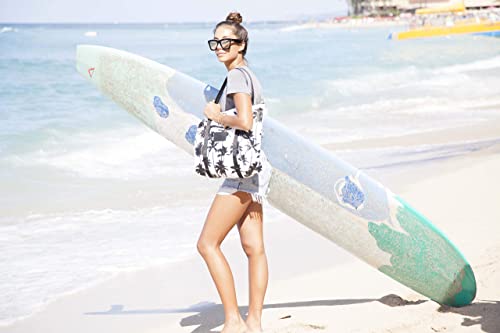 Aloha Collection Coco Palms Zipper Tote In Black #TOP2