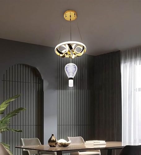 Image of Avior aluminium Modern LED Chandelier, Creative 3 Ring Pendant Lamp with Height-Adjustable Pendant Light, Living Room Chandelier, Bedroom, Dining Room Pendant Light (Ch22)