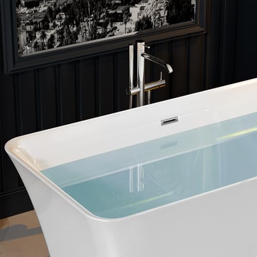 Empava 59 Inch Freestanding Bathtub - Modern Stand Alone Soaking Tubs with Integrated Drain & Overflow System, White by Empava - Image 4