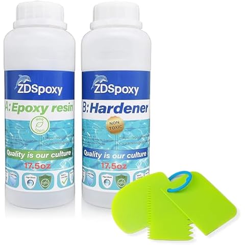 Zdspoxy Ultimate Resin Craft Bundle: Crystal Clear Epoxy Resin 35.2 Oz Kit & Flexible Resin Spreaders Set Cover