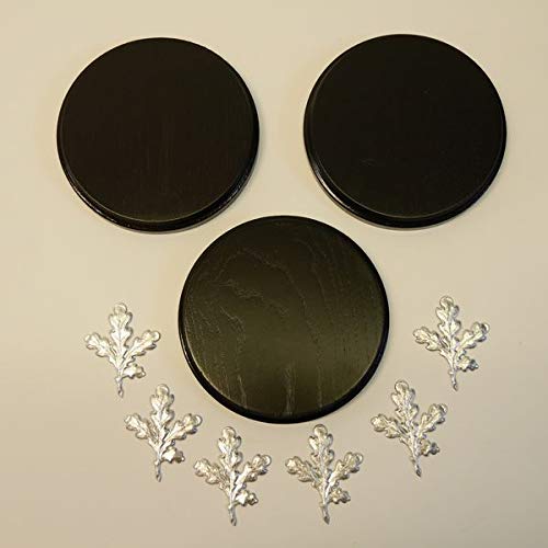 GTK Cartello Trofeo In Quercia Scura - Targa Rotonda 13 Cm Con Foglia Di Copertura | Per Cinghiali E Trofei Di Caccia - Foto 2