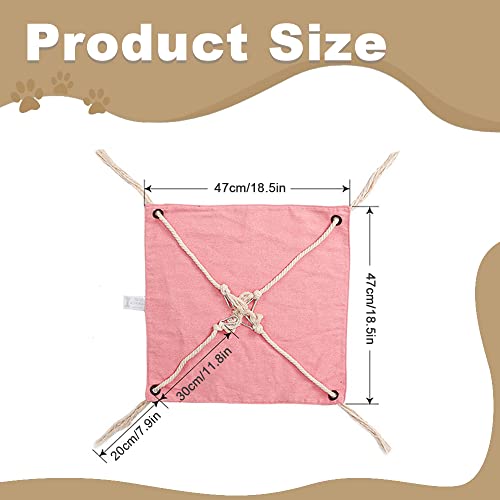 Atmungsaktive Haustierkäfig-Hängematte – Katzenbett zum Aufhängen mit Metallkarabinern und Quasten, geeignet für Kätzchen, Kaninchen, kleine Hunde (Khaki)