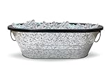 Galvanized Metal Beverage Tub with Liner Oval with Handles 21.5″ x 14 x 8″