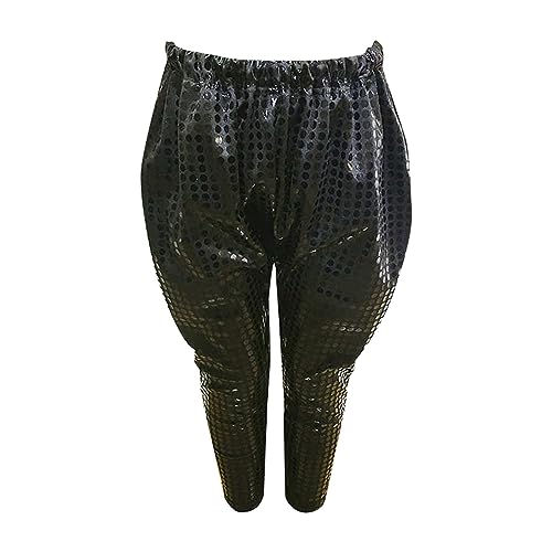 Moonker Teen Boys Girls Multicolor Sequin Pants Baggy Wide Leg Elastic Waist Trousers Loose Stretchy Dance on