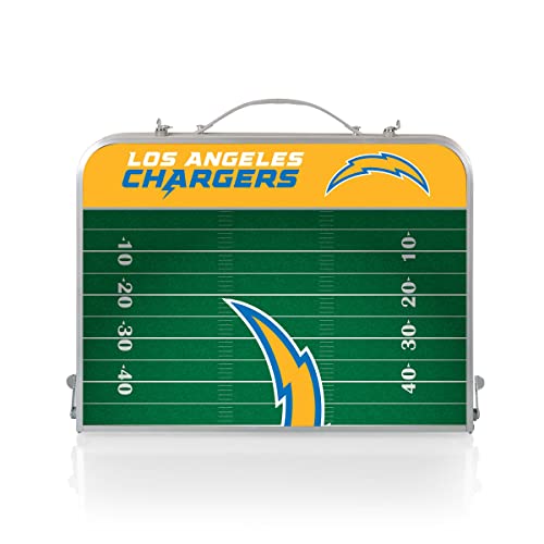 Picnic Time Nfl Los Angeles Chargers Concert Mini Portable Table - Small Folding Table - Mini Picnic Table, (Charcoal Wood Grain) (843-00-141-344-2) #TOP2