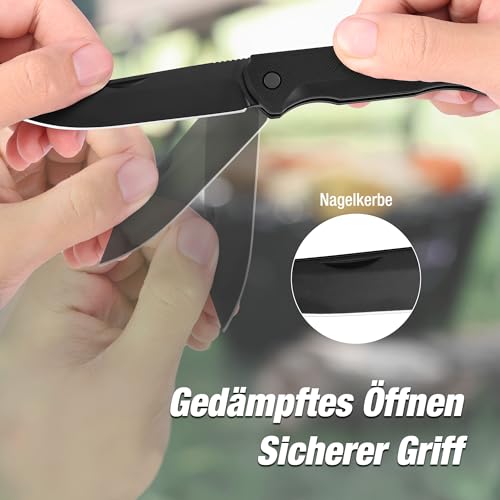 FLISSA Klappmesser, EDC Taschenmesser mit G10 Griff, 14C28N Edelstahlklinge, CNC-geschliffen, Gürtelclip, Ideal für Camping, Outdoor & Alltag