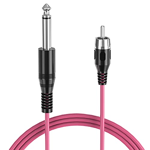 6-Feet Tattoo Clip Cord, Ancable 6.35mm to RCA Connector Silicone Tattoo Clip Cable Cord Suitable for Tattoo Pen, Rotary Tattoo Machine, Pink