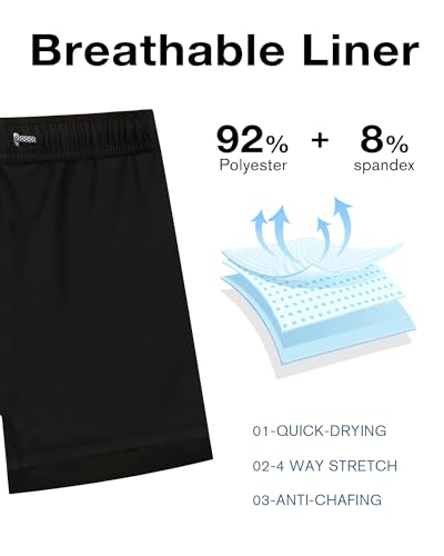 Mens Swim Trunks with Compression Liner 5.5" Quick Dry Swim Shorts with Zipper Pockets Bathing Suit4