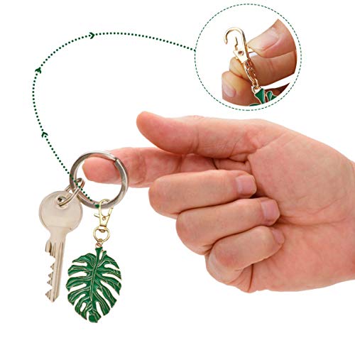 KESYOO 2 Pcs Chaveiros Em Folha de Palmeira Tropical Metal Folha Verde Chaveiros Porta-Chaves para L