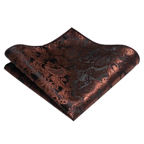 Image of JEMYGINS Mens Solid Color Paisley Necktie and Pocket Square with Tie Clip Sets