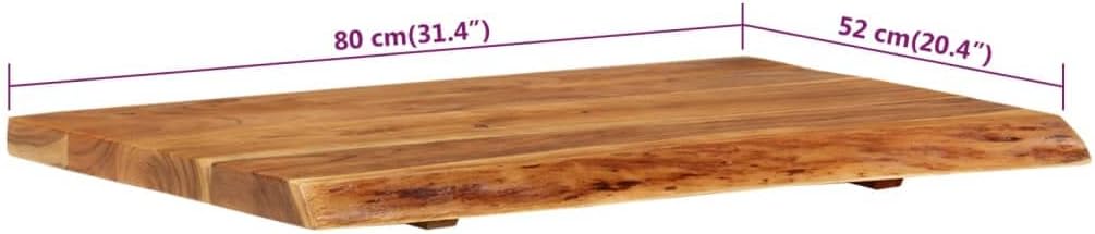 vidaXL Solid Wood Acacia Bathroom Vanity Top Worktop Washing Table Plate Floating Countertop Sink Console Wooden Home Interior 31.5"