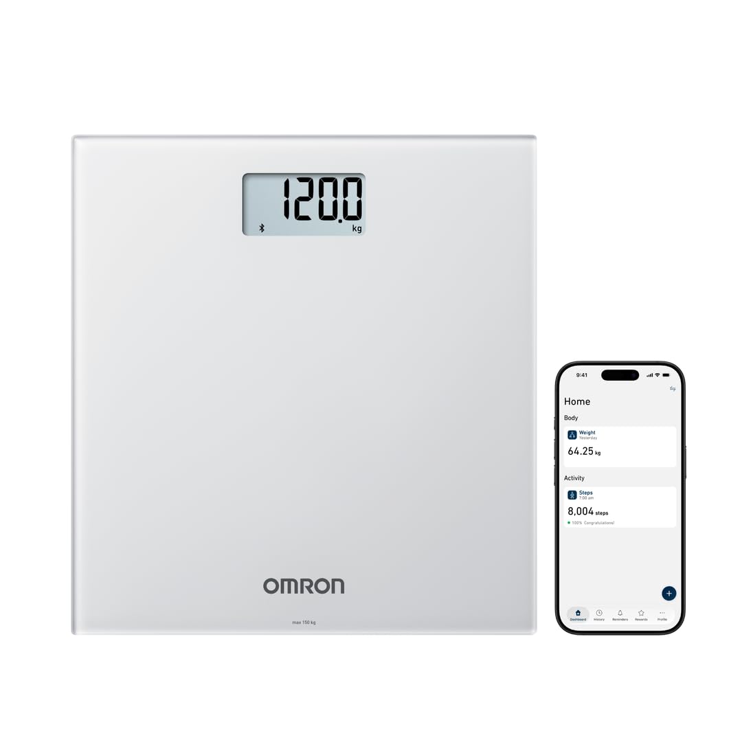 OMRON HN300T2 Intelli IT Bilancia smart con Bluetooth | Bilancia corporea per peso e BMI, con app OMRON Connect per smartphone per monitorare i progressi
