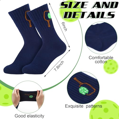 4 Pairs Dink Ball Crew Sock for Men Performance Athletic Multiple Designs Colors Novelty Cotton Socks Sports Gift for Running Sports Accessories Dink Ball Lovers2