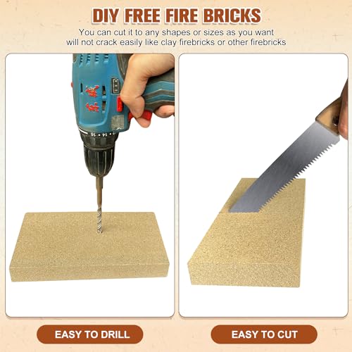 YANRUIPRO Fire Bricks, FireBrick, High Temperature Insulated Firebricks for Wood Stoves, Fireplaces, Size 9" X 4-1/2" X 1-1/4", Pack of 6, Wood Stove Bricks, Fireplace Brick