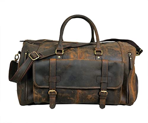 24 Inch Genuine Leather Duffel | Travel Overnight Weekend Leather Bag | Sports Gym Duffel for Men With Leather Toiletry Combo2