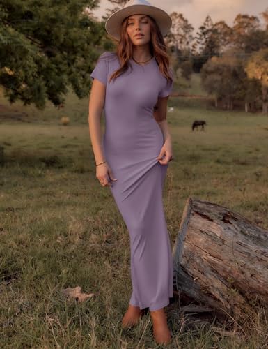 Image of LOMON Women Fishtail Hem Ribbed Maxi Dresses Summer Casual Stylish Y2k Sexy Fitted Lady Elegant Cotton Soft Lounge Dress