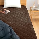 ぼん家具 敷きパッド ダブル 冬 あったか ベッドパッド 洗える ずれにくい 静電気防止加工 マイクロファイバー キルティング加工 ブラウン