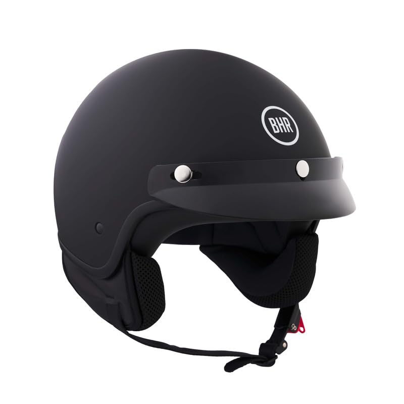 BHR Helm Demi-Jet 839 - Helm Scooter ECE 22.06 Zulassung mit Front- und Micrometrischer Auslösung - Mattschwarz M