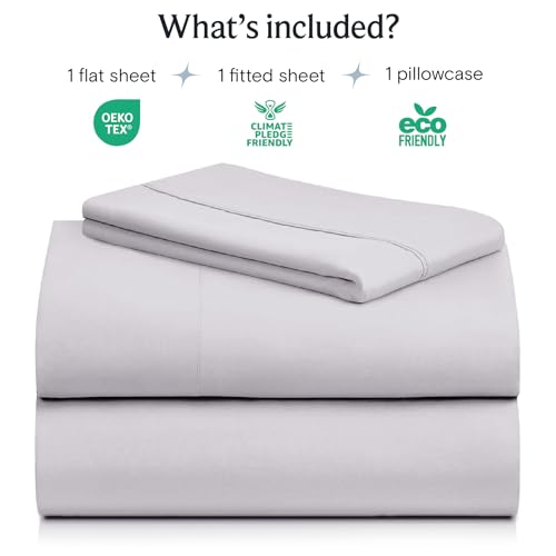 Image of LuxClub 3 PC Twin XL Sheet Set, Deep Pockets Wrinkle Free Cooling Bed Sheets Hotel Bedding for Women, Men, Kids & Teens, Includes 1 Fitted Sheet, 1 Flat Sheet and 1 Pillowcase-Silky Soft Dove Gray