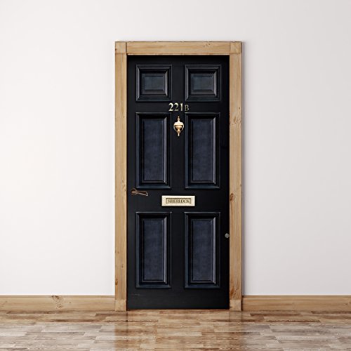 Royalwallskins Door Mural Wall Sticker Sherlock 221B Baker Street - Bubble Free Version, Semi-Glossy, Self Adhesive Peel & Stick Door Wrap (36 X 80) #TOP18