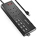 Power Strip, QOLIXM Surge Protector with 8 USB Charging Ports & 6 Outlets, Heavy Duty 6ft Long Extension Cord, 1625W/13A, for Smartphone, Tablet, Laptop, Workshop (Black)