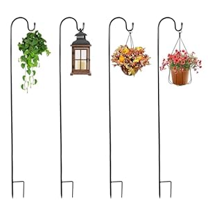 idudu 4 stuks tuinherdershaken 82 cm lantaarnstaaf, tuin, herdersboog, haken met houder voor buiten, hangende decoratieve artikelen, zonne-verlichting, plantenmanden, voederhuisjes, bloembal