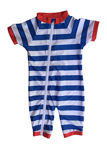 SwimZip Little Boy Short Sleeve Sunsuit with SPF 50 UV Sun Protection