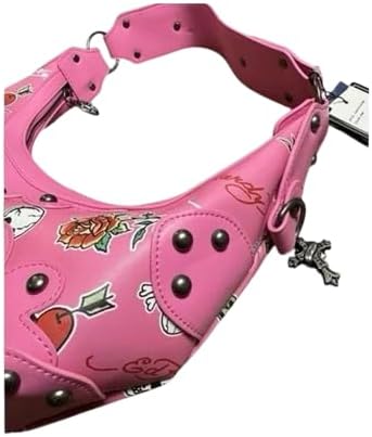 ED HARDY Pink Studded Shoulder Bag